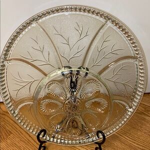 Vintage Indiana  Clear Glass  Divided Serving Tray Platter Devilled Eggs